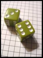 Dice : Dice - 6D - Pea Green Piar With White Pips